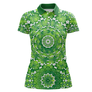 Green Clover Circle St Patrick Day Golf Polo Shirts Custom Golf Shirts For Women Golf Gifts LDT1263