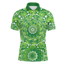 Load image into Gallery viewer, Green Clover Circle St Patrick Day Mens Golf Polo Shirts Custom Golf Shirts For Men Golf Gifts LDT1263