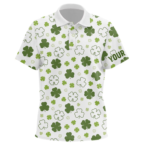 White Green Clover St Patrick Day Kids Golf Polo Shirts Custom Golf Shirts For Kid Golfing Gifts LDT1267