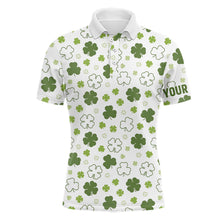 Load image into Gallery viewer, White Green Clover St Patrick Day Mens Golf Polo Shirts Custom Golf Shirts For Men Golfing Gifts LDT1267