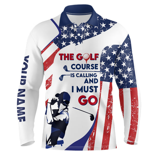 Retro American Flag Mens Golf Polo Shirt Custom Patriotic Golf Shirts For Men Best Golf Gifts LDT0883