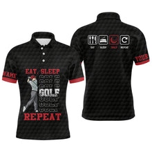 Load image into Gallery viewer, Eat Sleep Golf Repeat Mens Polo Shirt Black Red Sporty Golfing Polo Shirt Best Golf Shirt For Men LDT0885