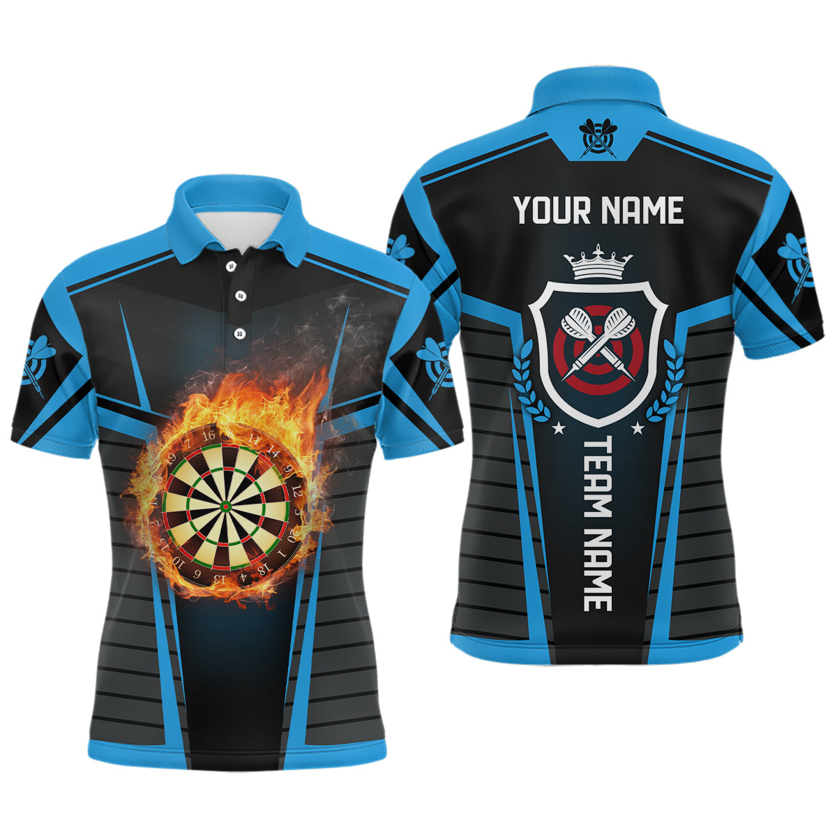 Darts Flame Black Blue Men Darts Shirt Custom Cool Darts Shirt For Men Dart Jerseys LDT0896