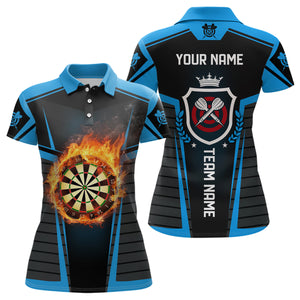 Darts Flame Black Blue Women Darts Shirt Custom Cool Darts Shirt For Women Dart Jersey LDT0896