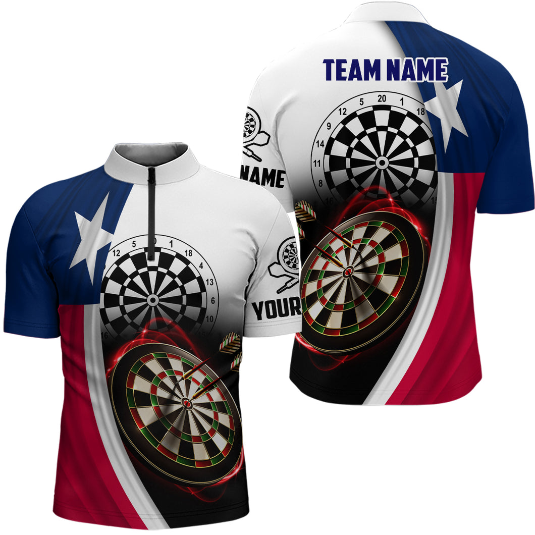 Texas Flag Darts Quarter Zip Shirt Customized Darts Shirt For Dart Lovers Mens Dart Jersey LDT1289