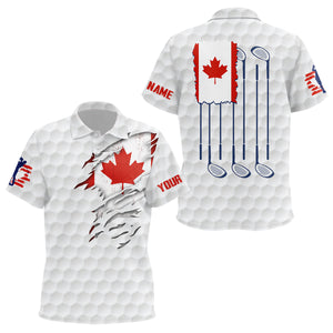 Canada Flag Golf Pattern Kids Polo Shirt Red Maple Leaf Unisex Golf Shirts For Kid Patriotic Golf Gifts LDT0271