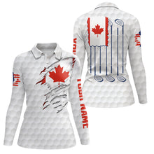 Load image into Gallery viewer, Canada Flag Golf Pattern Polo Shirt Red Maple Leaf Golf Shirts For Women Patriotic Golf Gifts LDT0271