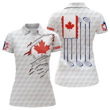 Load image into Gallery viewer, Canada Flag Golf Pattern Polo Shirt Red Maple Leaf Golf Shirts For Women Patriotic Golf Gifts LDT0271