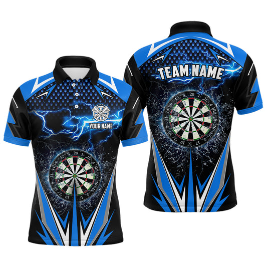 Blue Thunder Lightning Mens Darts Polo Shirt Custom Darts Shirt For Men Dart Jerseys LDT1304