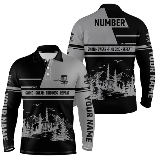 Mens Disc Golf Swing Swear Find Disc Repeat Custom Name And Number Disc Golf Shirts For Men LDT0288