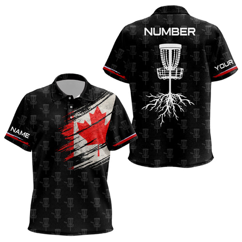 Kids Disc Golf Pattern Canada Flag Basket Tree Customized Patriotic Unisex Disc Golf Shirts For Kid LDT0286