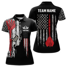 Load image into Gallery viewer, American Flag Skull Darts Polo Shirt Custom Patriotic Darts Shirts For Women Dart Jersey LDT0308
