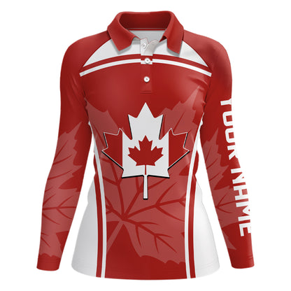 Canada Flag Golf Polo Shirts 3D Print Red White Golf Shirts For Women Patriotic Golf Tops LDT0907