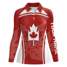 Load image into Gallery viewer, Canada Flag Golf Polo Shirts 3D Print Red White Golf Shirts For Women Patriotic Golf Tops LDT0907