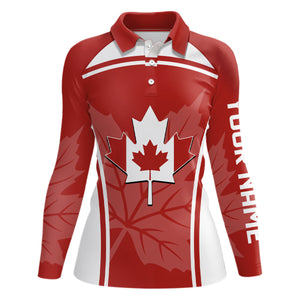 Canada Flag Golf Polo Shirts 3D Print Red White Golf Shirts For Women Patriotic Golf Tops LDT0907