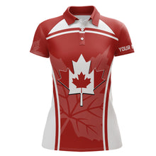 Load image into Gallery viewer, Canada Flag Golf Polo Shirts 3D Print Red White Golf Shirts For Women Patriotic Golf Tops LDT0907