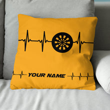 Load image into Gallery viewer, Yellow Dartboard Heartbeat Custom Throw Pillow Personalized Dart Gifts LDT1110