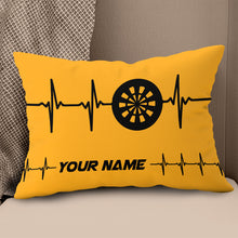 Load image into Gallery viewer, Yellow Dartboard Heartbeat Custom Throw Pillow Personalized Dart Gifts LDT1110