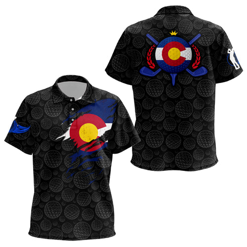 Crack Colorado Flag Black Golf Pattern Kids Polo Shirt Custom Patriotic Golf Shirts For Kid LDT0327