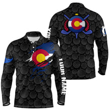 Load image into Gallery viewer, Crack Colorado Flag Black Golf Pattern Mens Polo Shirt Custom Patriotic Golf Shirts For Men LDT0327