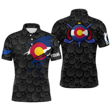 Load image into Gallery viewer, Crack Colorado Flag Black Golf Pattern Mens Polo Shirt Custom Patriotic Golf Shirts For Men LDT0327