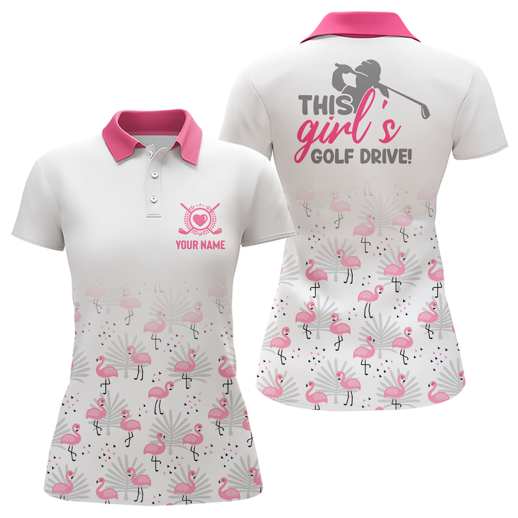 Pink Flamingo Tropical Womens Golf Polo Shirt Custom Cute Golf Shirts For Women Golf Gifts LDT0331