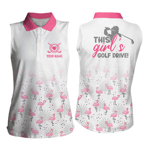 Pink Flamingo Tropical Womens Sleeveless Golf Polo Shirt Custom Cute Golf Shirts For Women Golf Gifts LDT0331