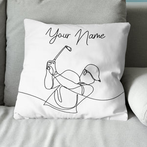 Line Draw Golfer Custom Pillow Personalized Basic Golf Gifts For Golfer LDT1123