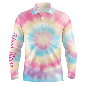 Pastel Tie Dye 3D Print Mens Golf Polo Shirts Custom Name Golf Tops For Men Golf Gifts LDT1305