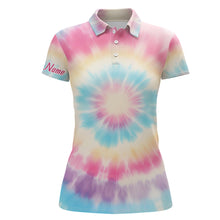 Load image into Gallery viewer, Pastel Tie Dye 3D Print Womens Golf Polo Shirts Custom Name Golf Tops For Women Golf Gifts LDT1305