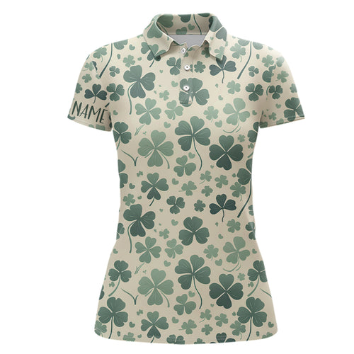 Green Clover St Patrick Day Womens Golf Polo Shirts Custom Golf Shirts For Women Golf Gifts LDT1312