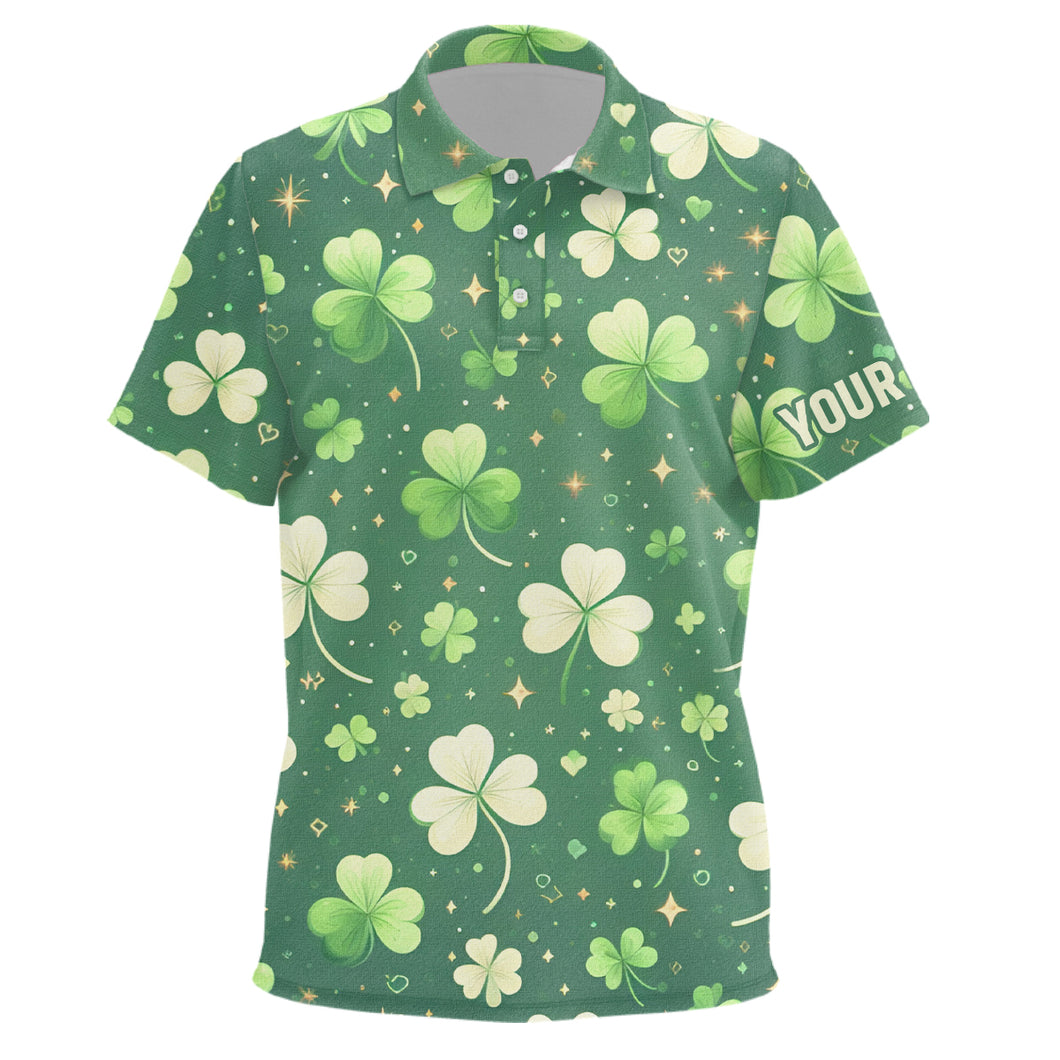 Green Clover St Patrick Day Golf Kids Polo Shirts Custom Kids Golf Tops Personalized Golf Gifts LDT1314