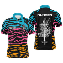 Load image into Gallery viewer, Zebra Pattern Mens Disc Golf Polo Shirts, Colorful Disc Golf Shirts For Mens, Disc Golf Gifts LDT0084