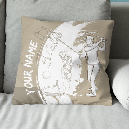 Retro Hand Drawn Golfer Custom Pillow Personalized Golf Gifts For Golfer LDT1145