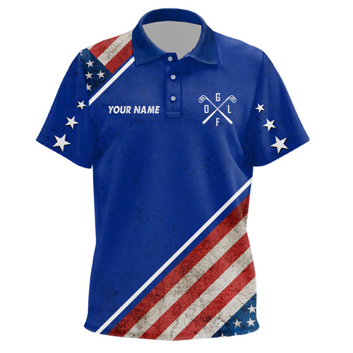 Retro Usa Flag Kids Golf Polo Shirts Custom Patriotic Golf Shirts For Kid Golfing Gifts LDT1469