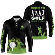 Load image into Gallery viewer, Grunge Graphic Mens Golf Polo Shirt, Green Wet Paint Black Golf Shirts For Men, Best Golf Gifts LDT0094
