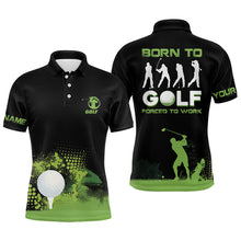 Load image into Gallery viewer, Grunge Graphic Mens Golf Polo Shirt, Green Wet Paint Black Golf Shirts For Men, Best Golf Gifts LDT0094