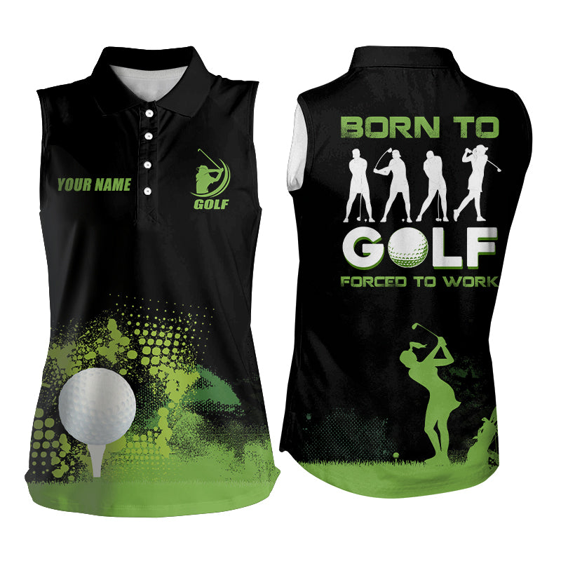 Grunge Graphic Womens Sleeveless Golf Shirts, Green Wet Paint Golf Shirts For Women, Best Golf Gifts LDT0094