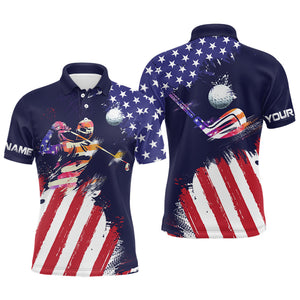 Watercolor American Flag Mens Golf Polo Shirts, Personalized Patriotic Golf Shirts For Men LDT0106