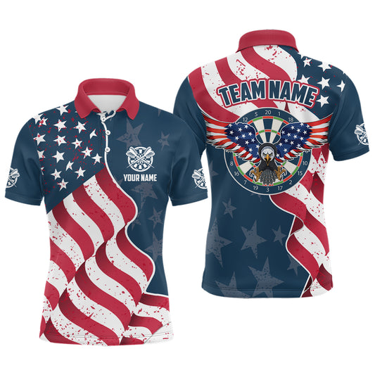 Custom Eagle Waving American Flag Darts Polo Shirt Patriotic Dart Jersey For Men LDT0360