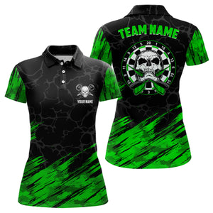 Personalized 3D All Over Print Skull Darts Polo Shirt Green Black Dart Jerseys For Women LDT0646