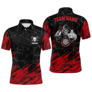 Personalized 3D All Over Print Mens Skull Darts Polo Shirt Red Black Dart Jerseys For Men LDT0647