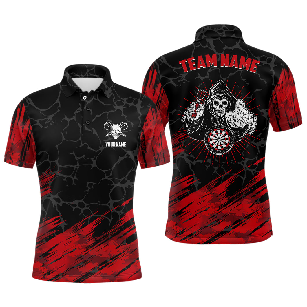Personalized 3D All Over Print Mens Skull Darts Polo Shirt Red Black Dart Jerseys For Men LDT0647