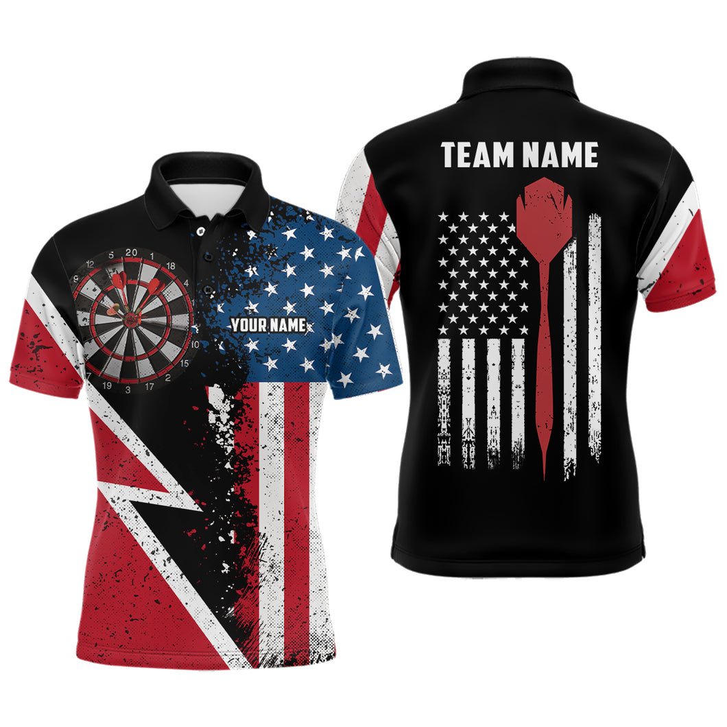 Retro American Flag Men Darts Polo Shirt Custom Patriotic Darts Shirt For Men Dart Jersey LDT0657