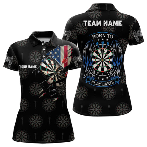 Born To Play Darts American Flag Custom Darts Polo Shirt Patriotic Dart Jersey For Women LDT0650