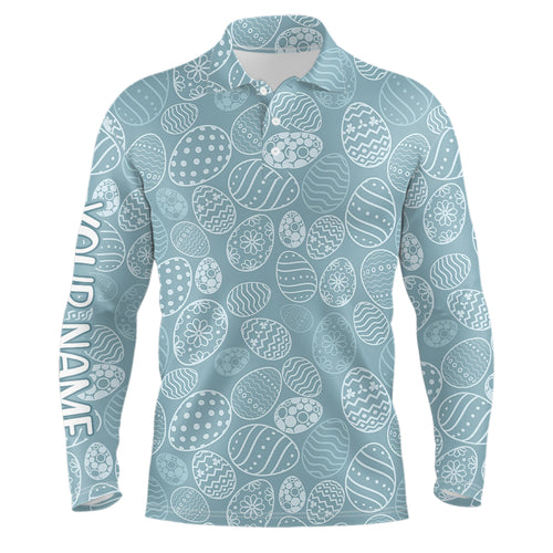 Blue Funny Easter Eggs Mens Golf Polo Shirts Custom Easter Day Golf Shirts For Men Golf Gifts LDT1336