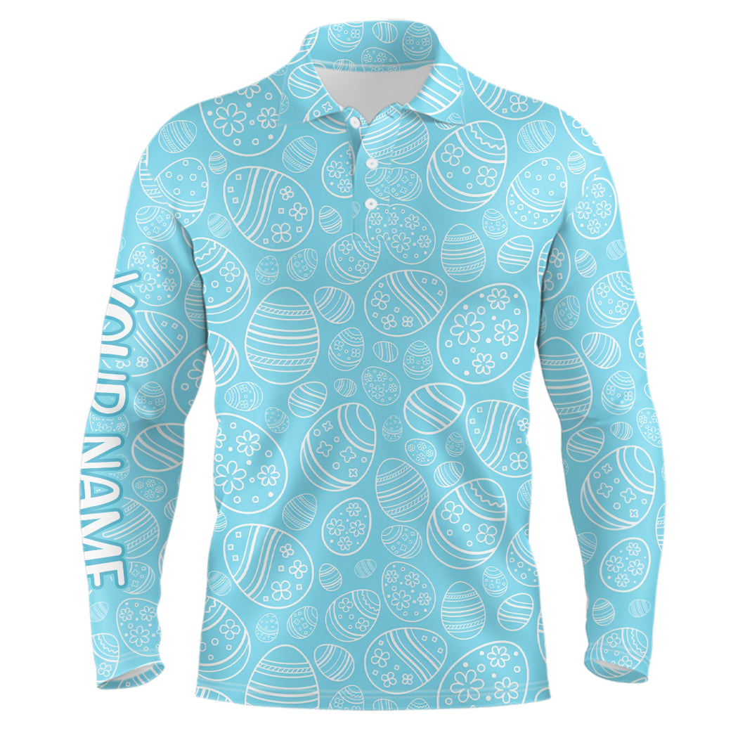 Blue Easter Eggs Mens Golf Polo Shirts Custom Easter Day Funny Golf Tops For Men Golfing Gifts LDT1337
