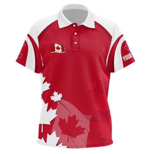 Canadian Red Maple Leaf Kids Golf Polo Shirts Custom Patriotic Golf Shirts For Kid Golf Gifts LDT1471