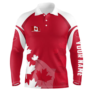 Canadian Red Maple Leaf Mens Golf Polo Shirts Custom Patriotic Golf Shirts For Men Golf Gifts LDT1471