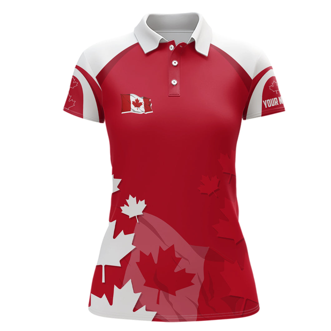 Canadian Maple Leaf Womens Golf Polo Shirts Custom Patriotic Golf Shirts For Women Golf Gifts LDT1471